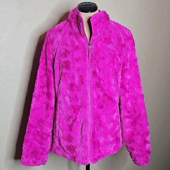 The North Face Reversible Mossbud Swirl Magenta Quilted Jacket Medium - Picture 4 of 10